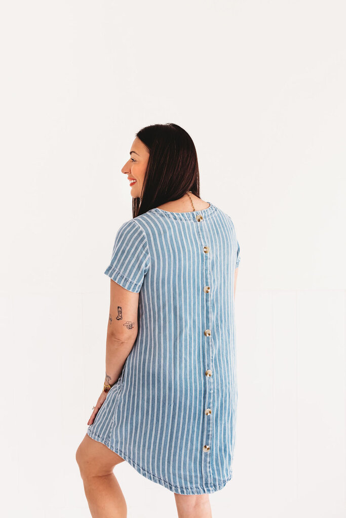 blu pepper Counting Shells Denim Shirt Dress