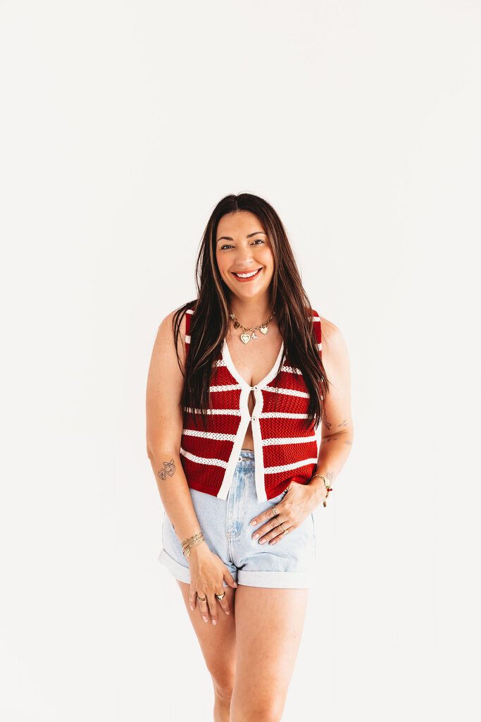 blu pepper Patriotic Stripe Front Split Knit Vest