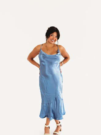 Silky Satin Cowl Neck Dress