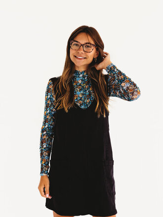 Midnight Floral Mesh Top