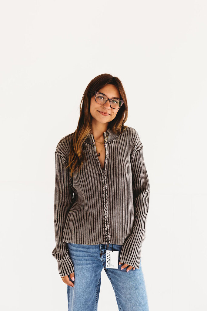 Two Ways Zip Up Sweater