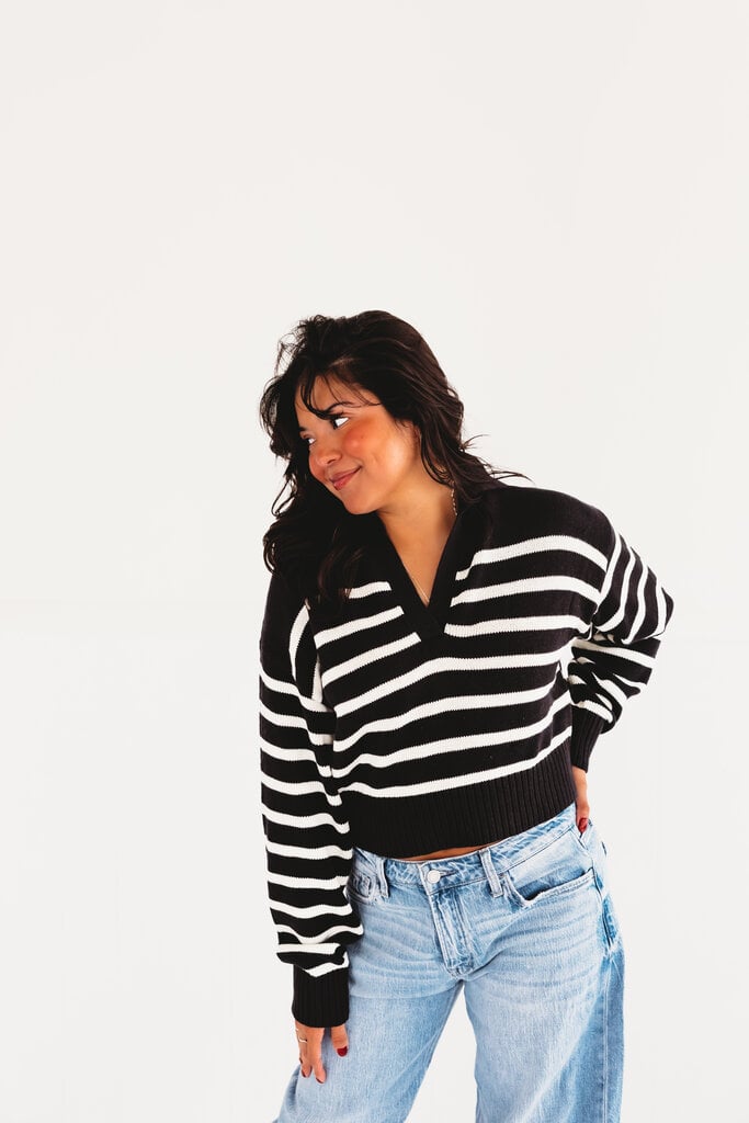 olivaceous Popping Collars Sweater
