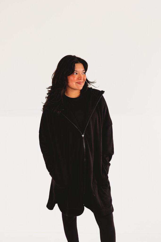 Chilly Mornings Longline Zip Up Jacket