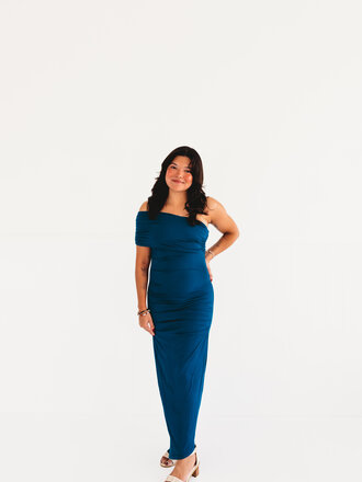 olivaceous Guest List One Shoulder Knit Dress