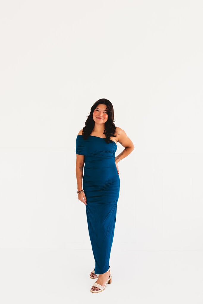 olivaceous Guest List One Shoulder Knit Dress