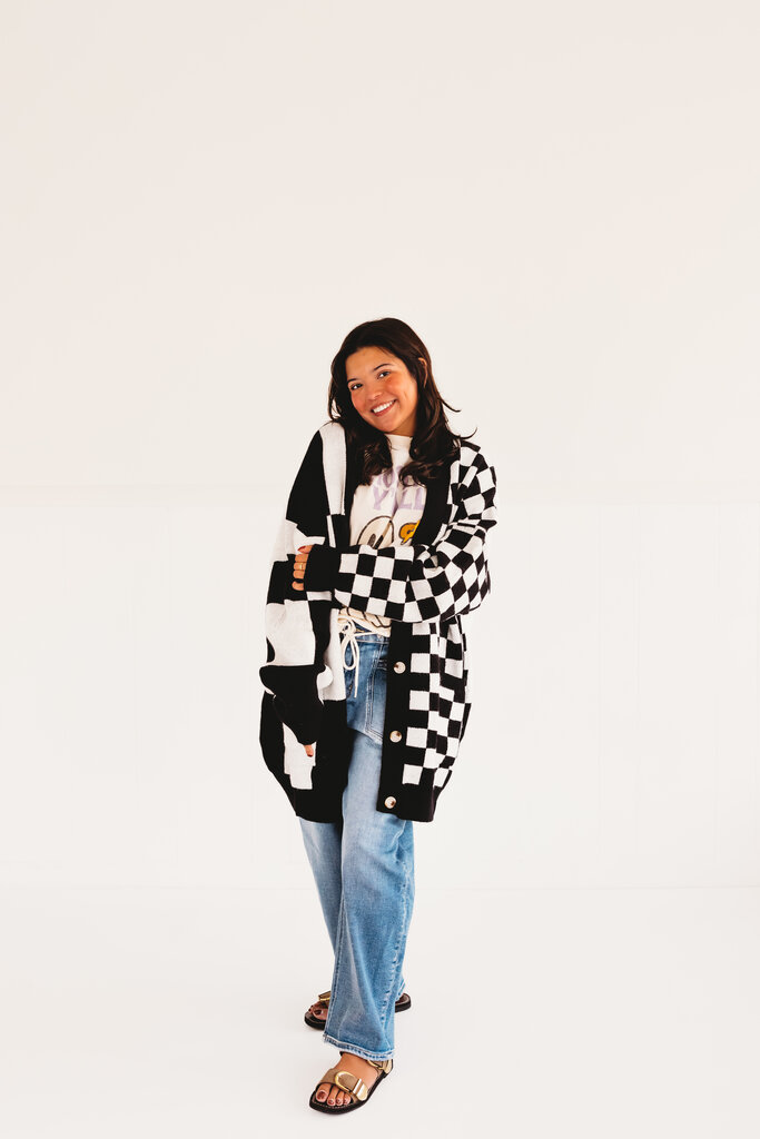 In The Mix Checkered Cardigan