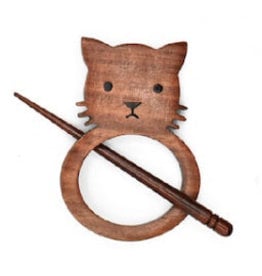 Knittiing Fever KFI Rosewood Wooden Shawl Pin