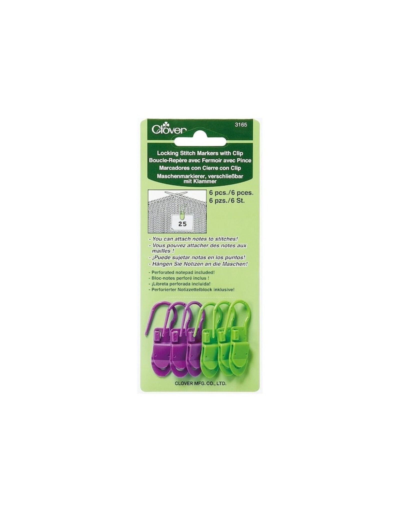 Clover Locking Stitch Markers with Clip
