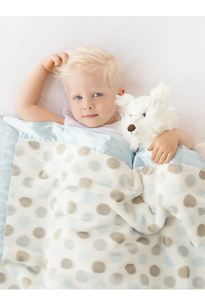 Luxury Dot Blanket w/Trim in Blue