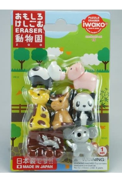 Iwako Zoo Animal Carded Eraser Set