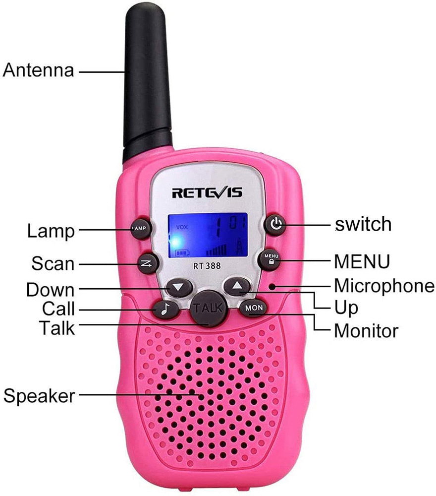 Retevis Kids Walkie Talkies w/Flashlight Pink - Kidstop toys and books