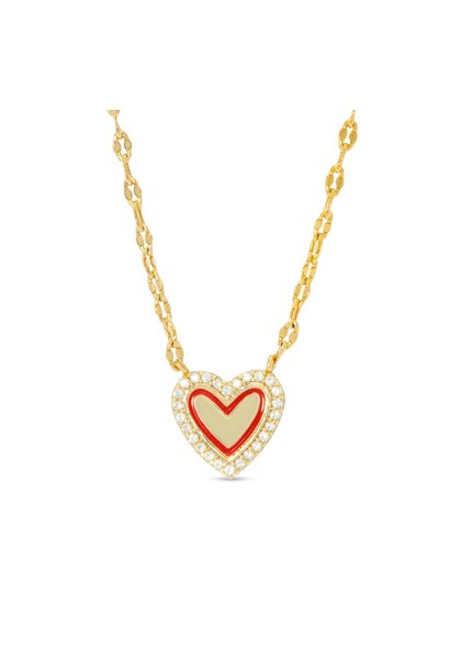Lily Nily Gold Red Hearts & CZ Necklace