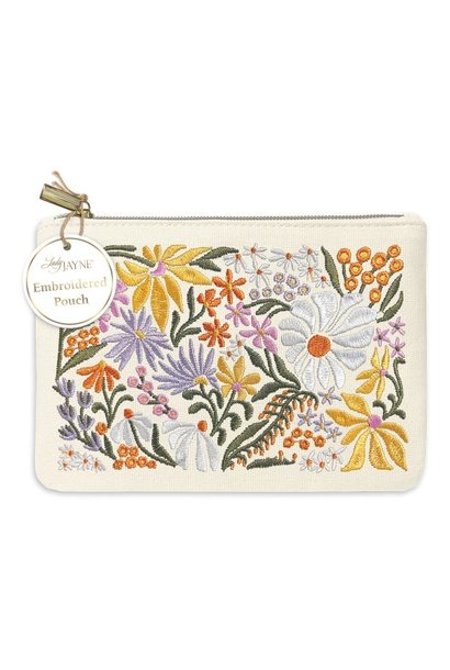 Embroidered Pouch Flower Market Wildflowers