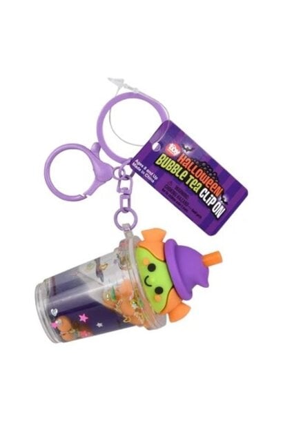 Halloween Bubble Tea Clip On Keychain