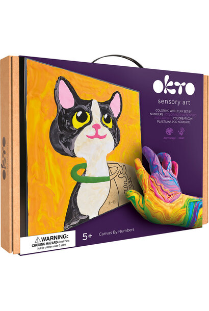 OKTO Sensory Art Coloring with Clay Set by Numbers Cat