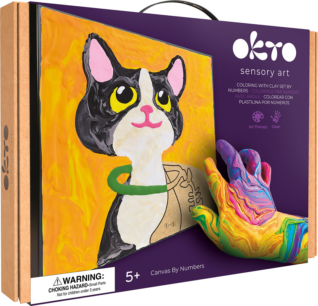 OKTO Sensory Art Coloring with Clay Set by Numbers Cat-1