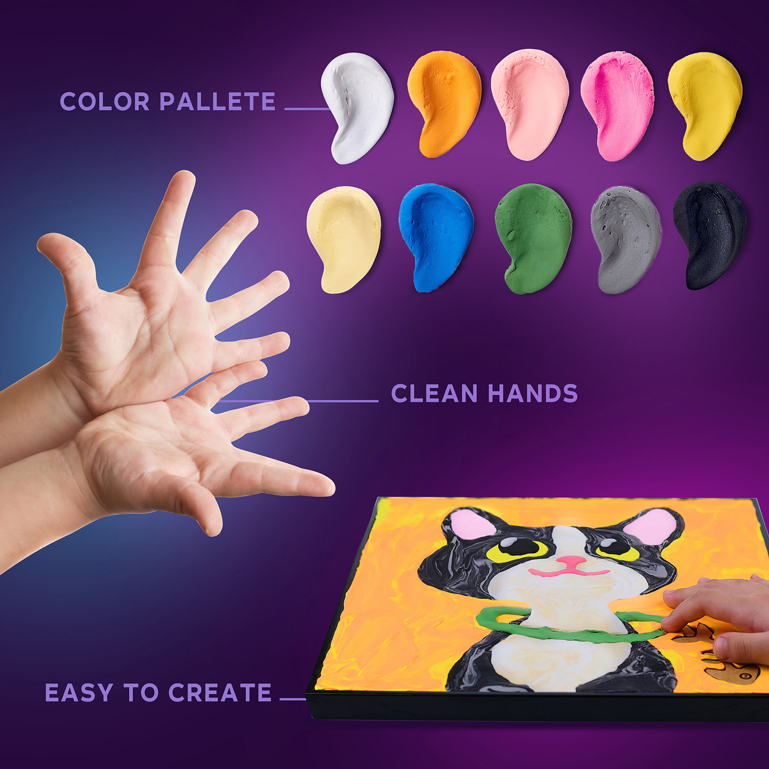 OKTO Sensory Art Coloring with Clay Set by Numbers Cat-5