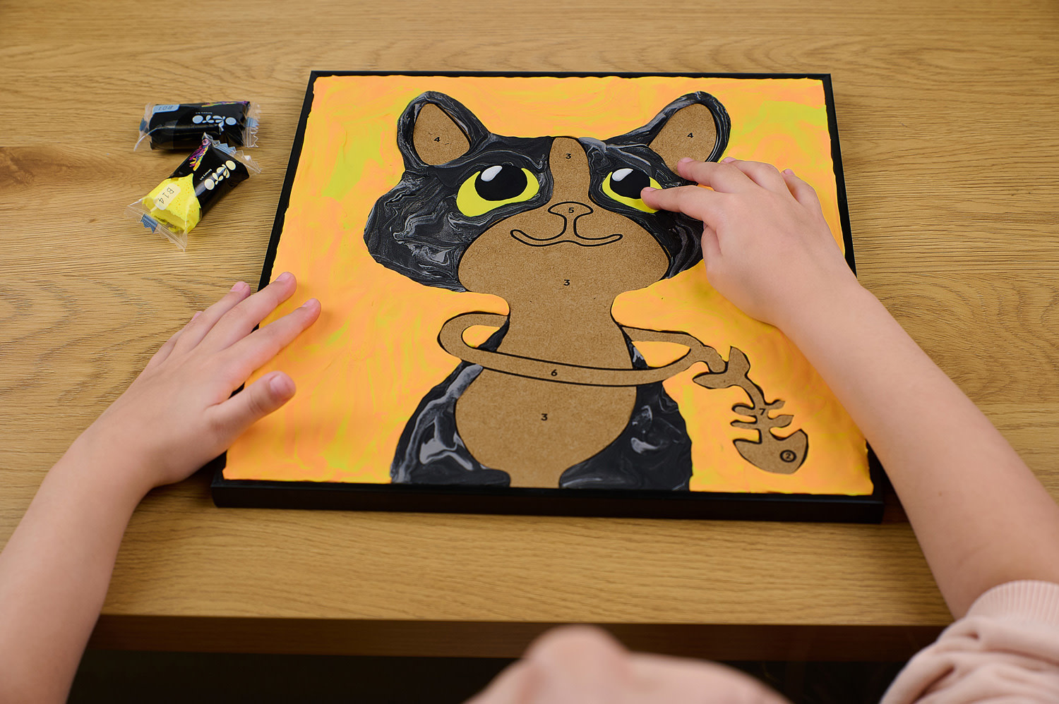 OKTO Sensory Art Coloring with Clay Set by Numbers Cat-6