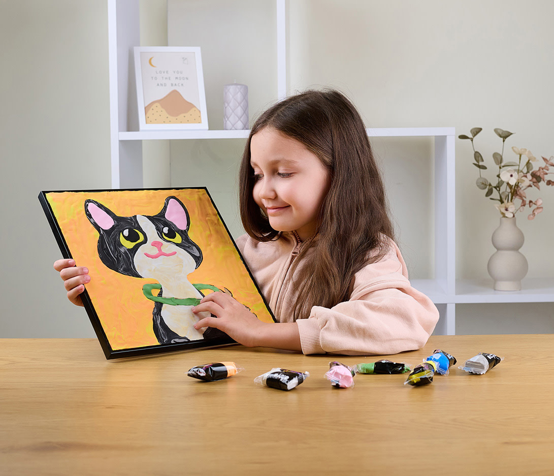 OKTO Sensory Art Coloring with Clay Set by Numbers Cat-7