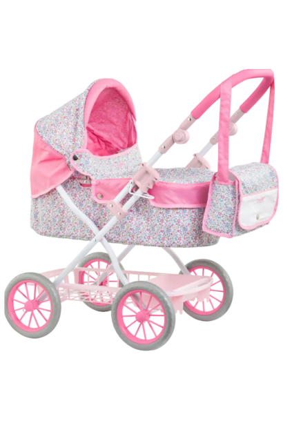 Doll Carriage & NurseryBag in Bright Pink Floral