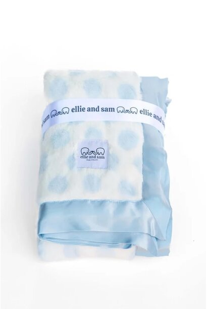 Luxury Dot Blanket Blue with Satin BlueTrim