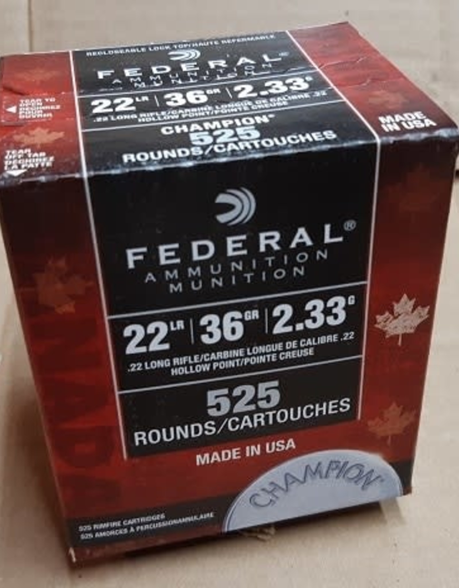 Federal Champion 22 LR 36GR HP 525 Rounds