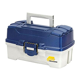 Plano 2 Tray Tackle Box w/ dual top access Blue Metallic/Off White