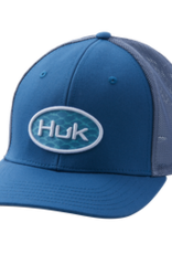 HUK Scaled Logo Stretch Trucker Hat Blue