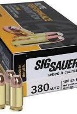 Sig Sauer Pistol Ammo 380 ACP, FMJ, 100 Gr, 910 fps, 50 Rnd