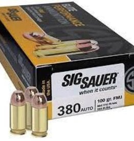 Sig Sauer Pistol Ammo 380 ACP, FMJ, 100 Gr, 910 fps, 50 Rnd