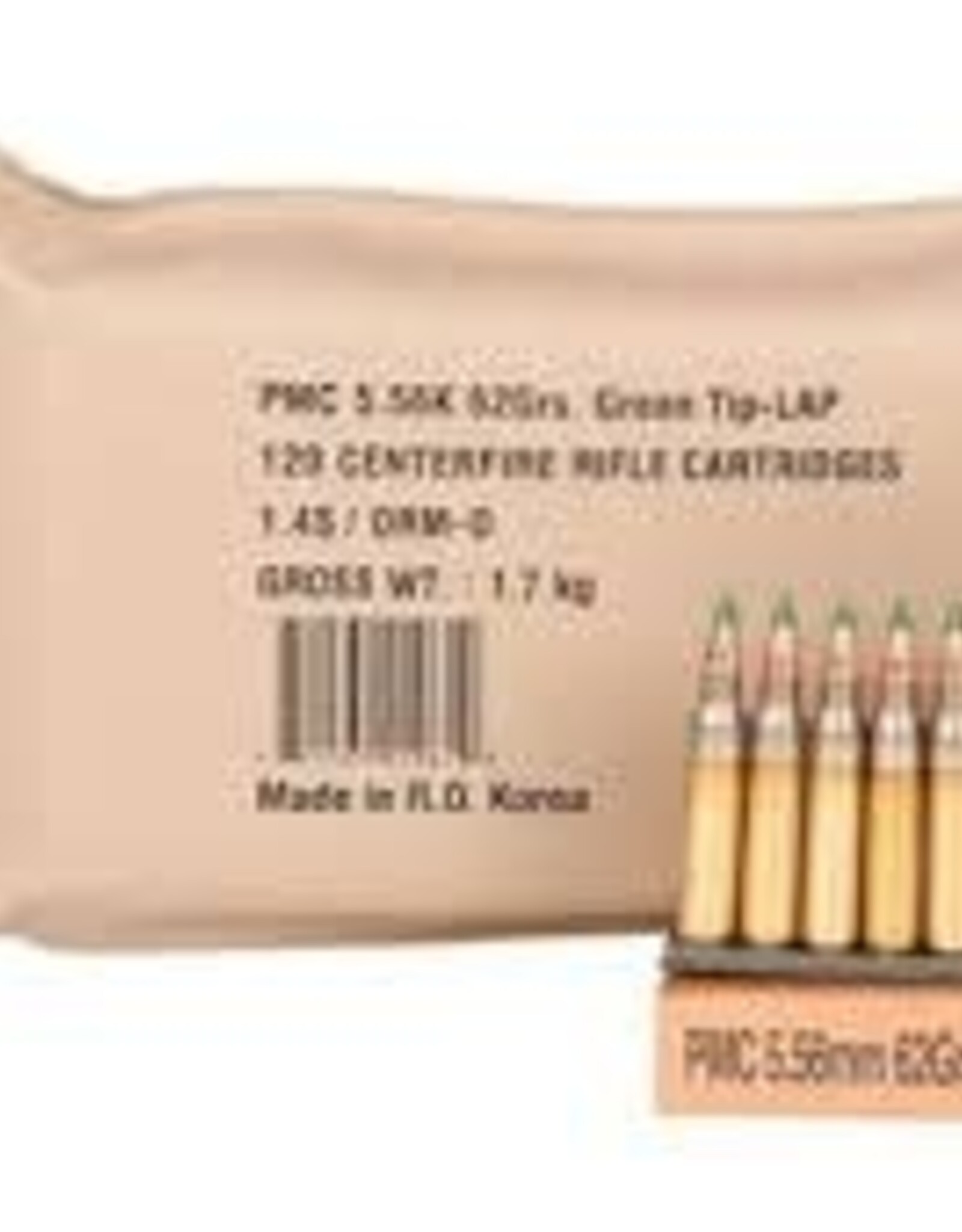 PMC 5.56 200 Rounds, Boxes in Battle Packs, 62 Grain, Green Tip-LAP