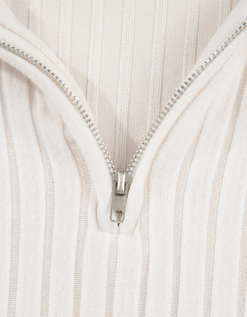 MR Clothing Women Ribbed 1/4 Zip Sweater