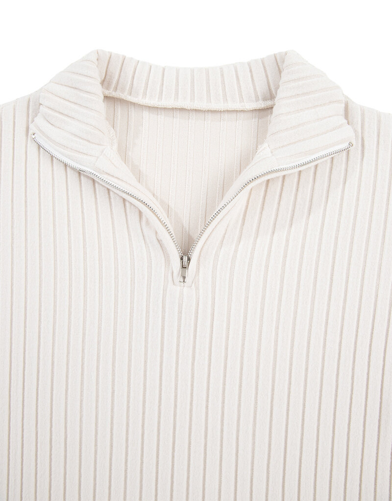 MR Clothing Women Ribbed 1/4 Zip Sweater