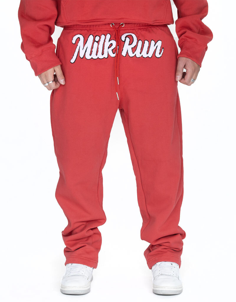 MR Clothing Men Chenille Applique Straight Leg Sweat Pant