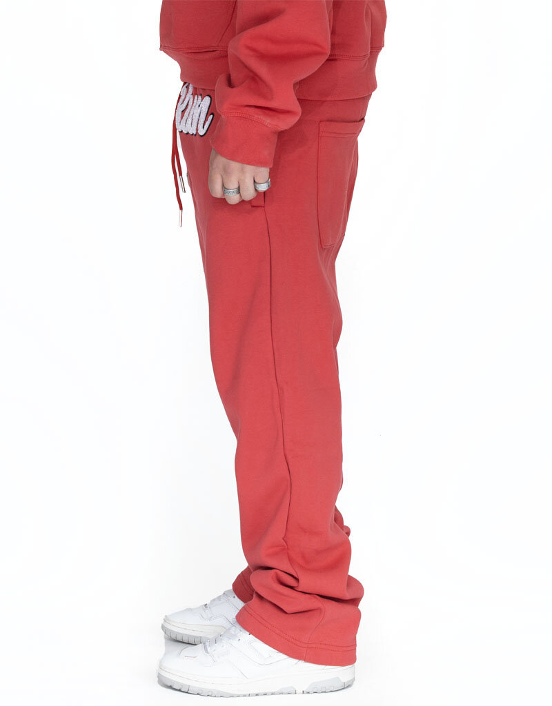 MR Clothing Men Chenille Applique Straight Leg Sweat Pant