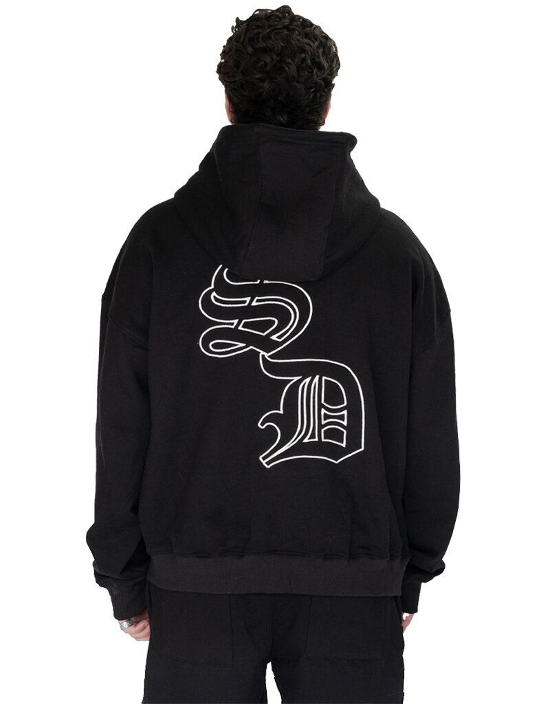 MR Clothing Men Silk Dove Font Box Crop Zip Hoodie