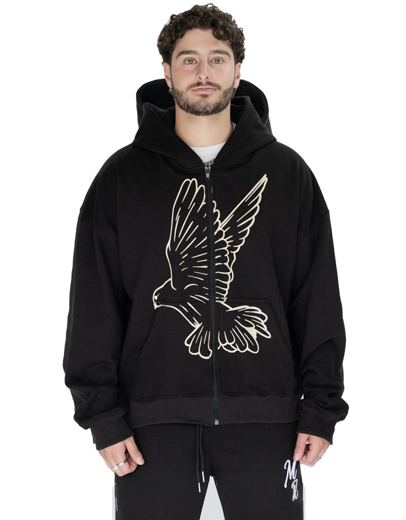 MR Clothing Men Silk Dove Font Box Crop Zip Hoodie