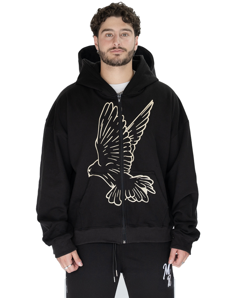 MR Clothing Men Silk Dove Font Box Crop Zip