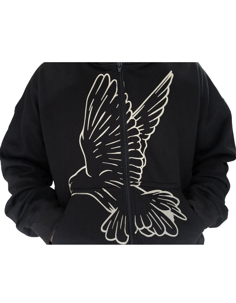 MR Clothing Men Silk Dove Font Box Crop Zip