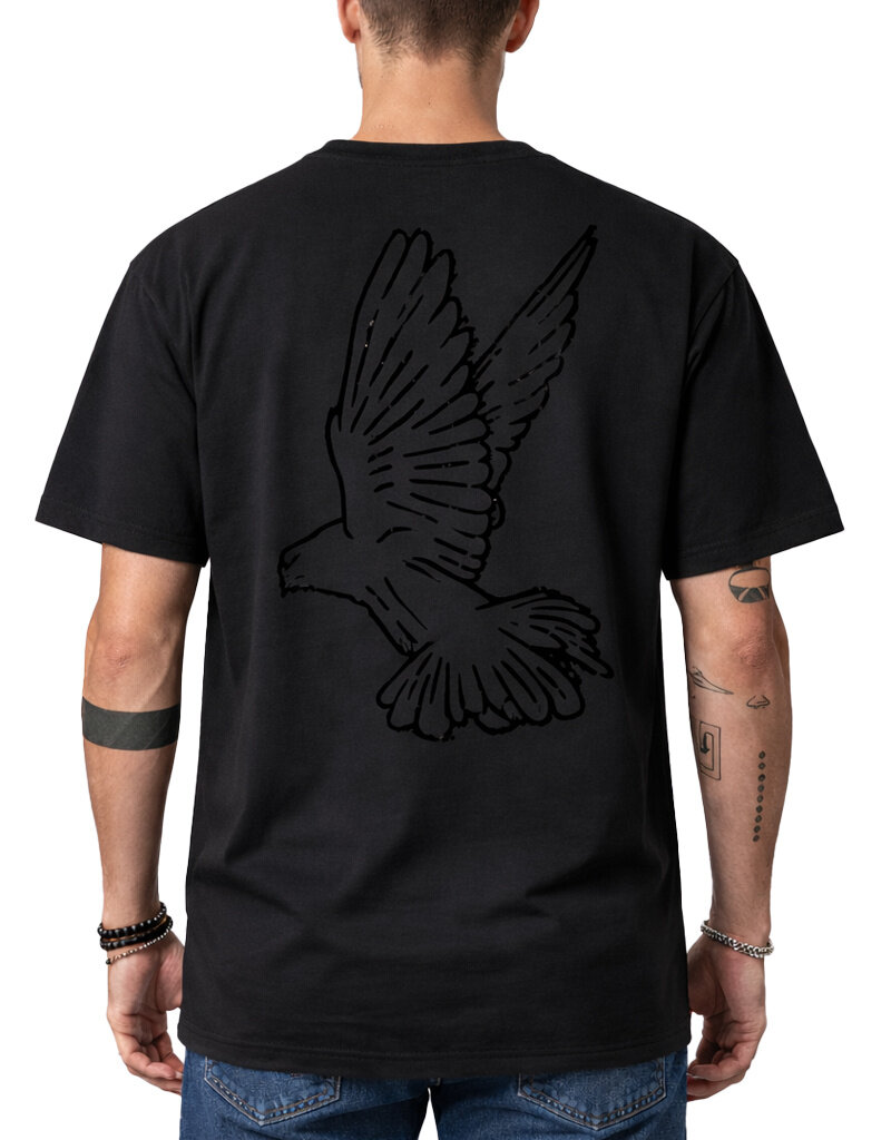 MR Clothing Men Silk Dove Rhinestone Tee