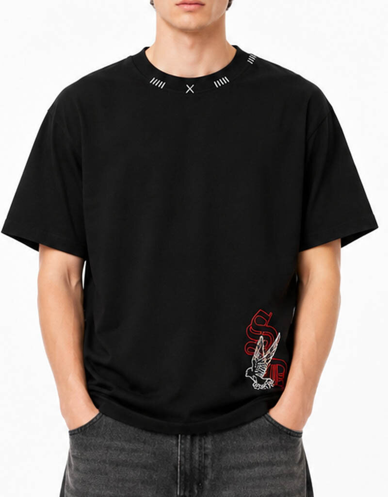 MR Clothing Men Silk Dove Angel Box Tee