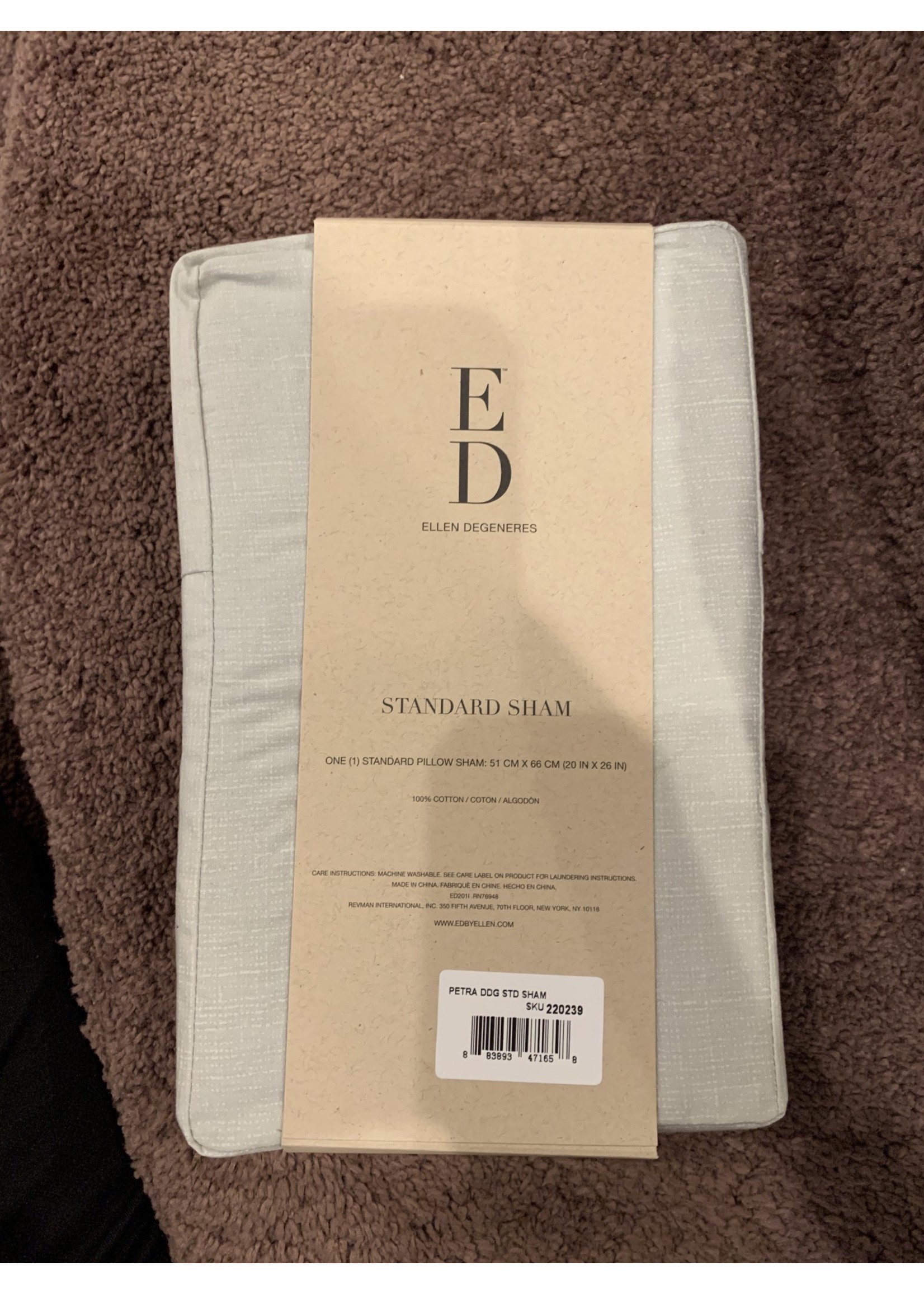 ED Ellen Degeneres Ellen Degeneres Standar Pillow Sham ED 20” X 26”