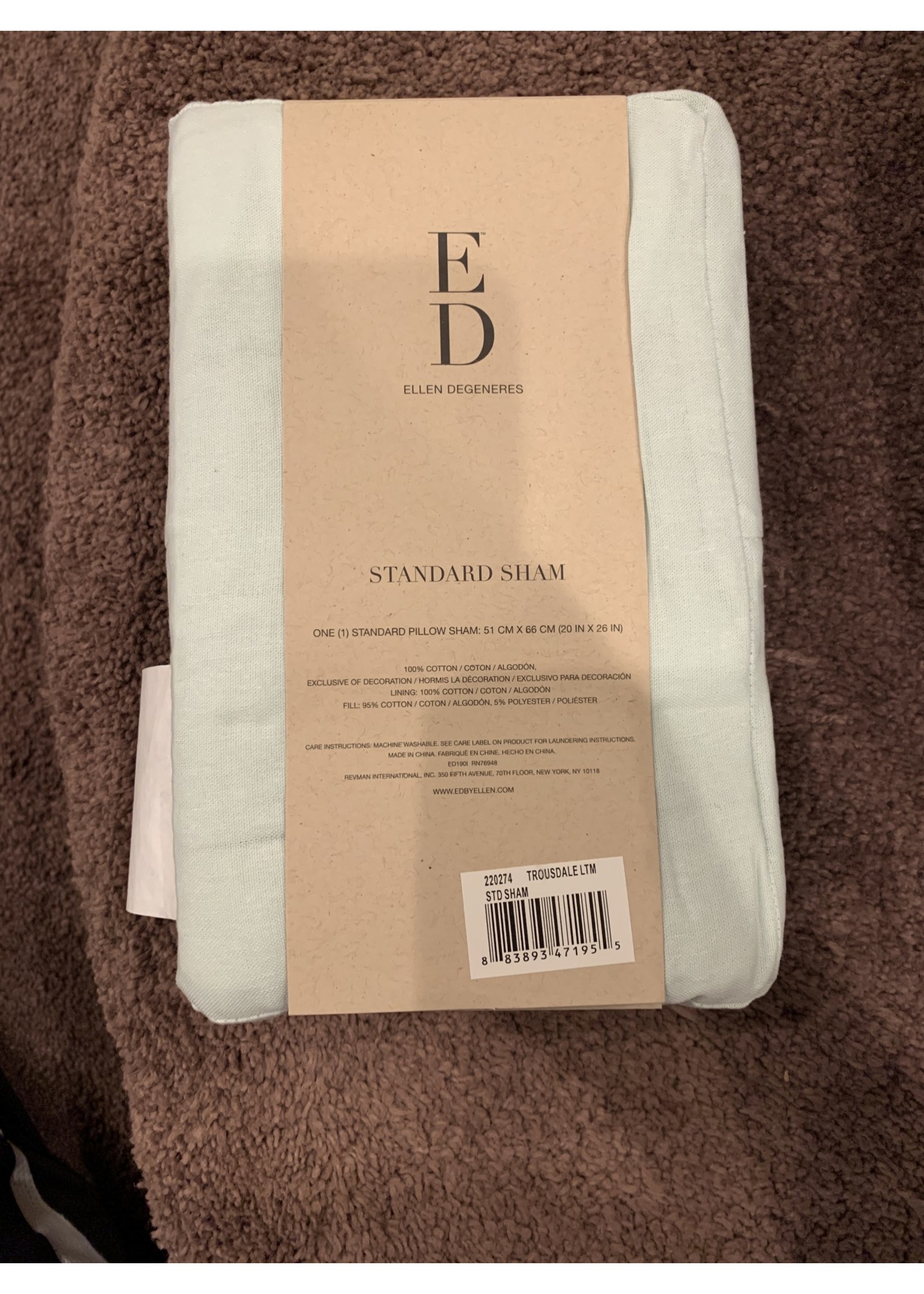 ED Ellen Degeneres Ellen DeGeneres ED Trousdale Standard  Pillow Sham Mint Green