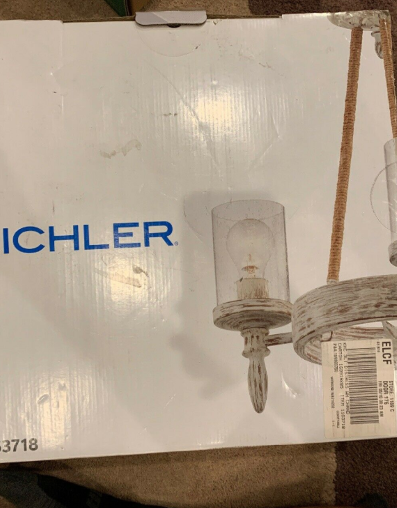 Kichler Kichler Minnow 3 Light Distressed Antique White Chandelier