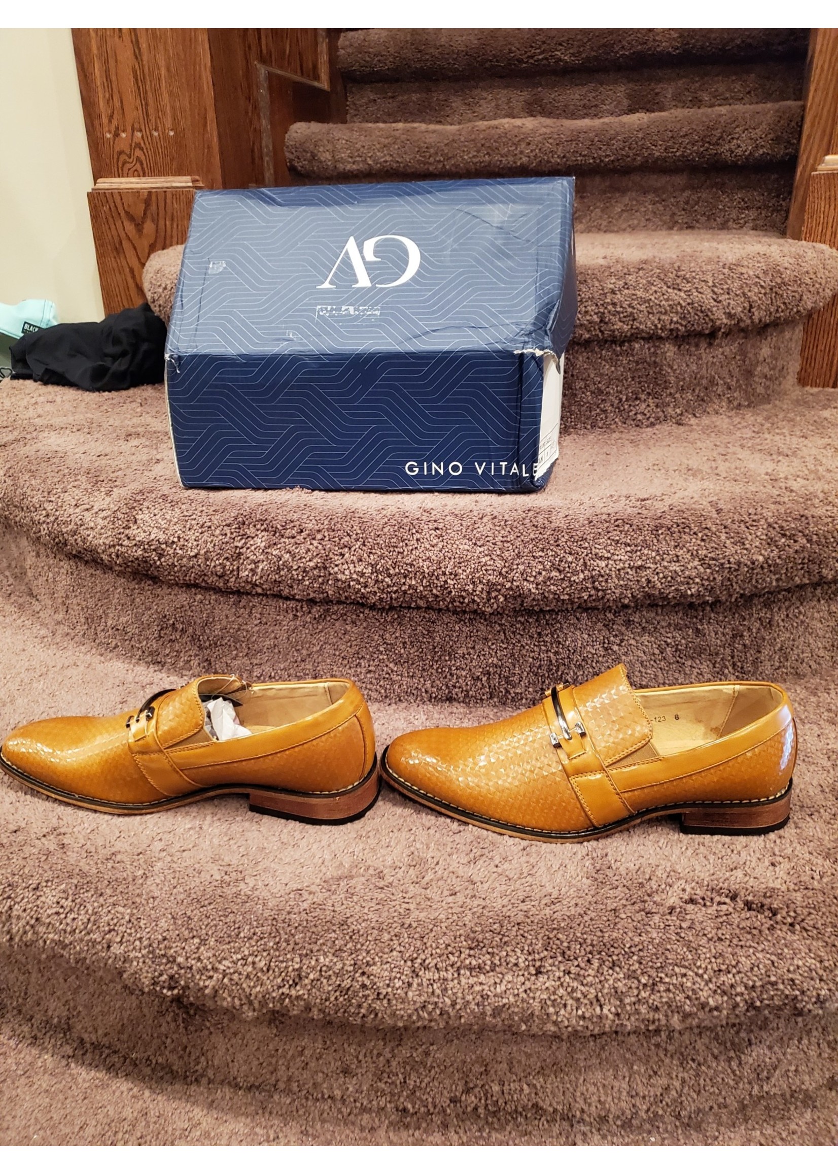 Gino Vitale NIB by GINO VITALE Tan Slip On Diamond Cut Dress Shoes w/ Buckle Men's Size 8