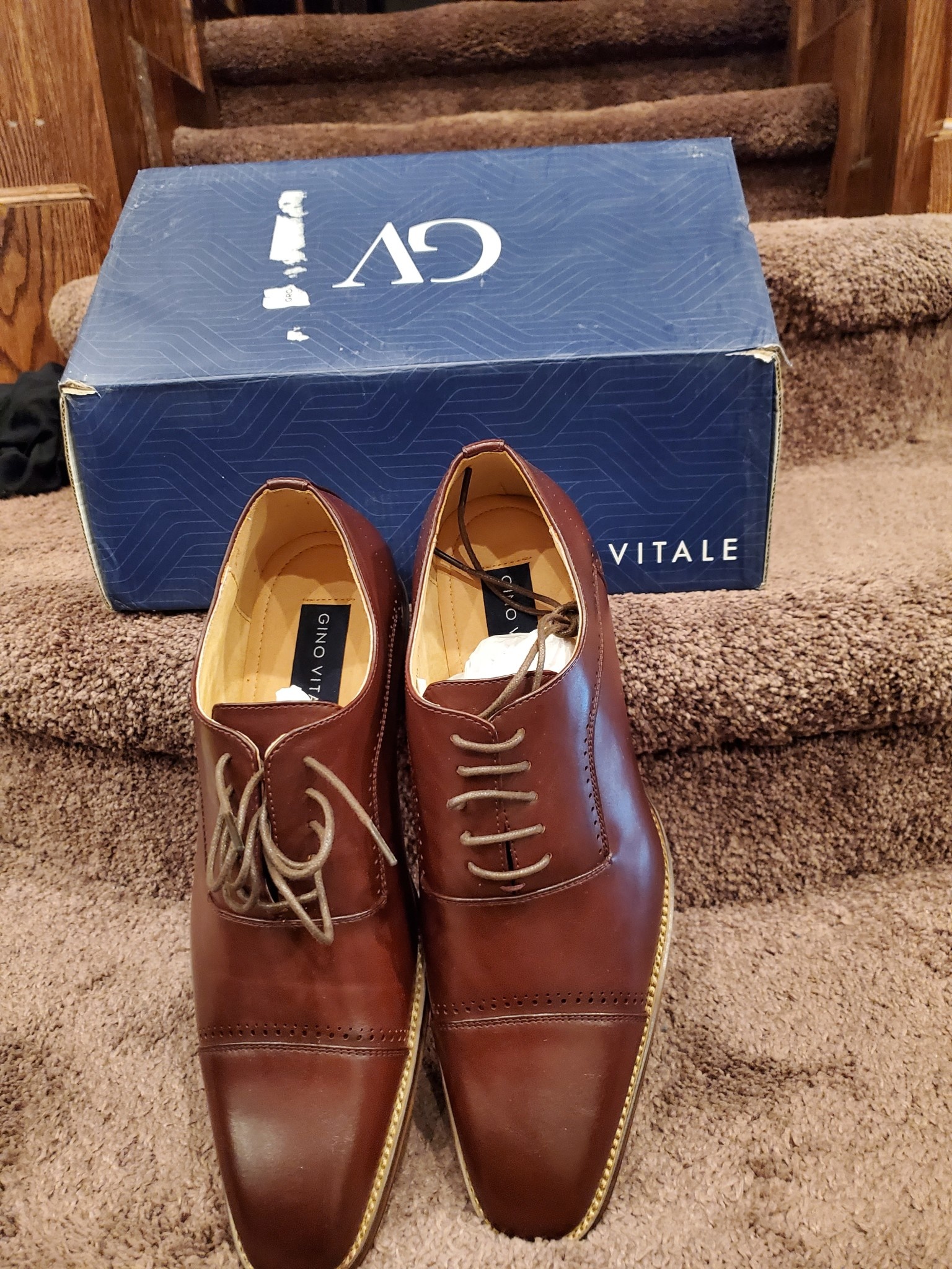 gino vitale men's lace up medallion toe dress shoes