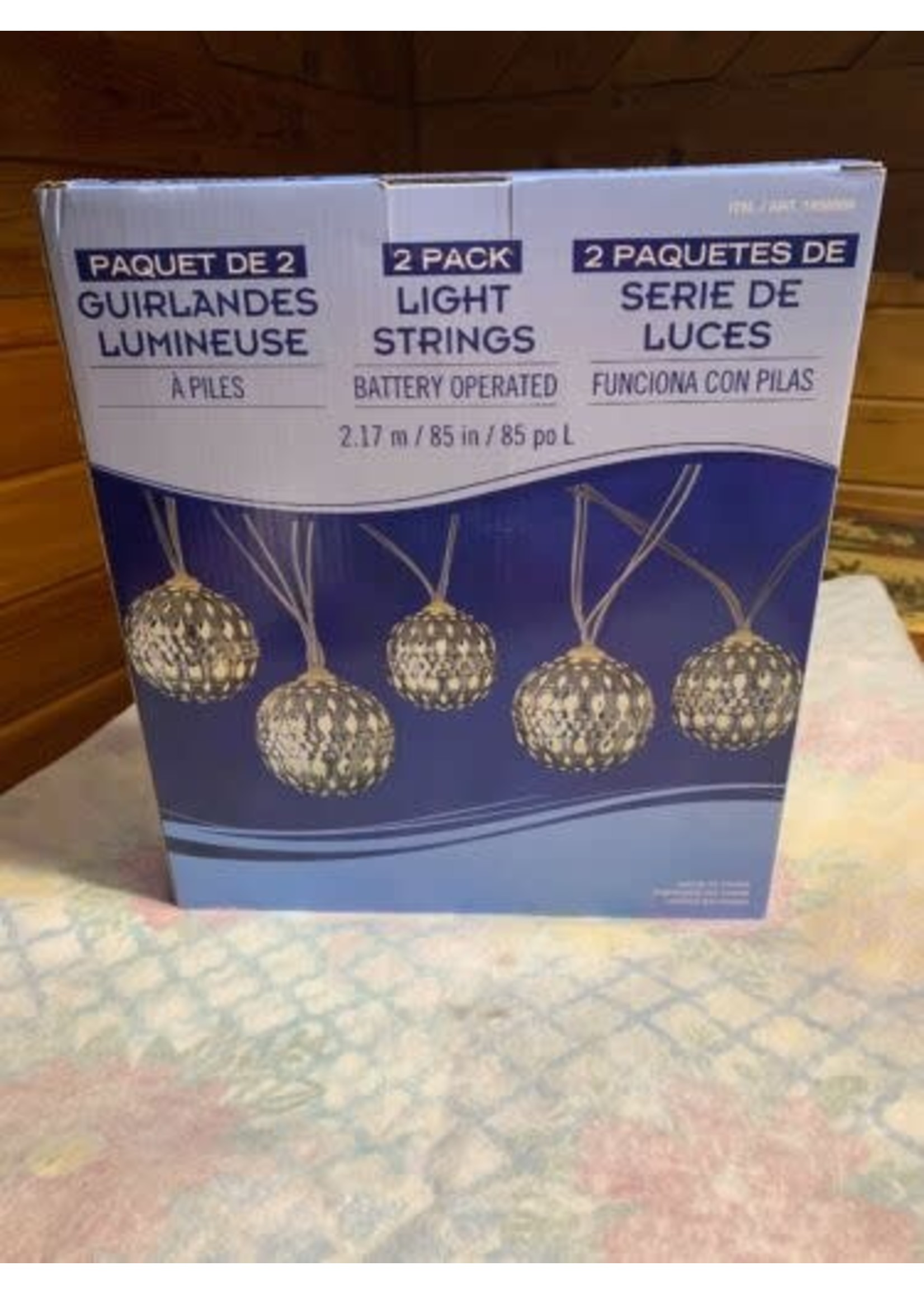 COSTCO 2-PACK BATTERY OPERATED 10-COUNT DECORATIVE BALL LIGHT STRING 85