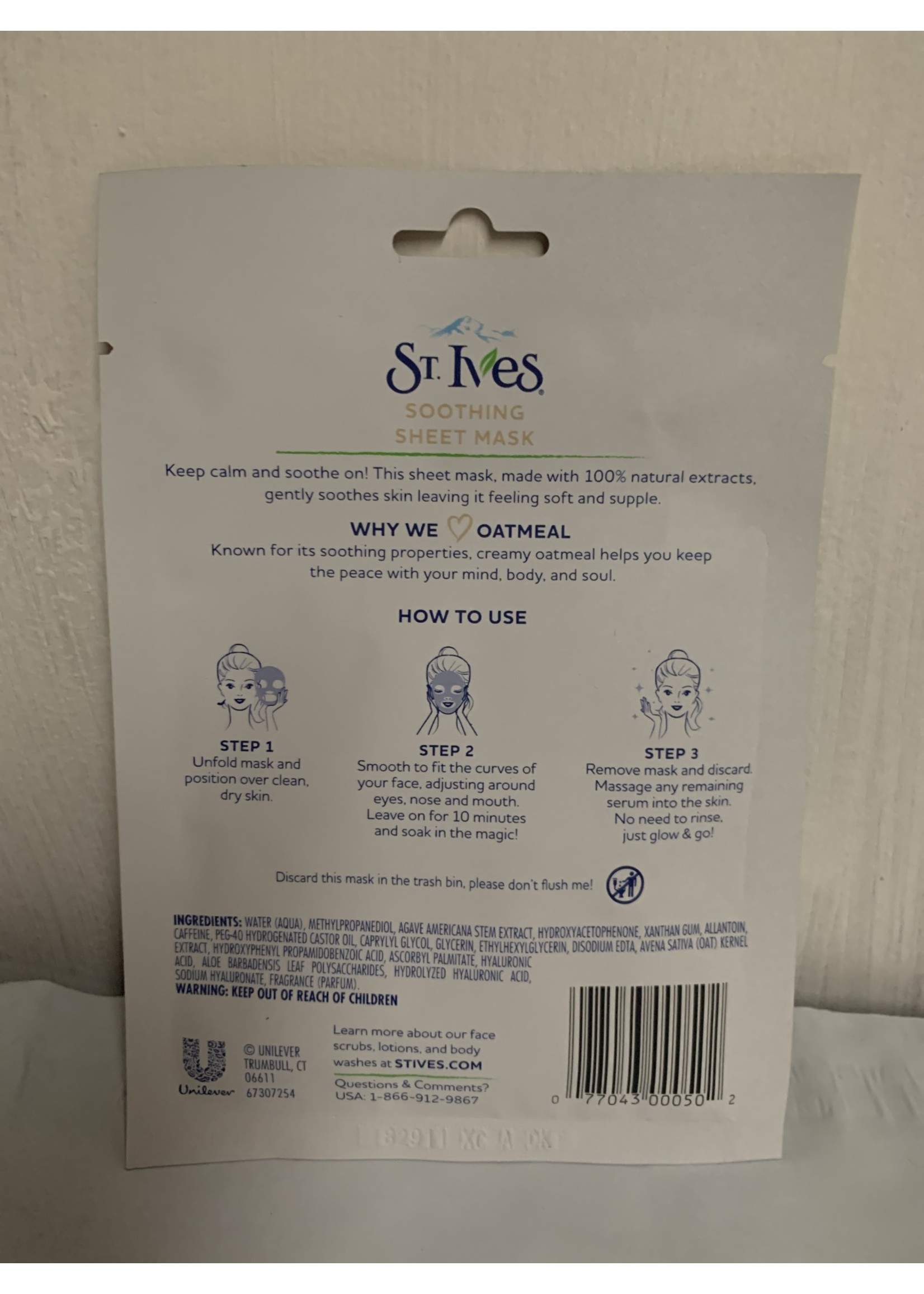St. Ives Soothing Sheet Mask Oatmeal, Gentle Soothes for Soft, Supple Skin