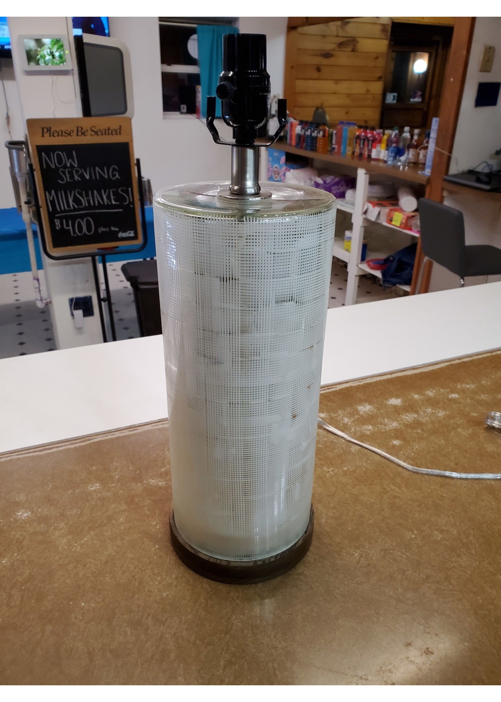Glass Striped Lamp (Frosted Top) 19 inches