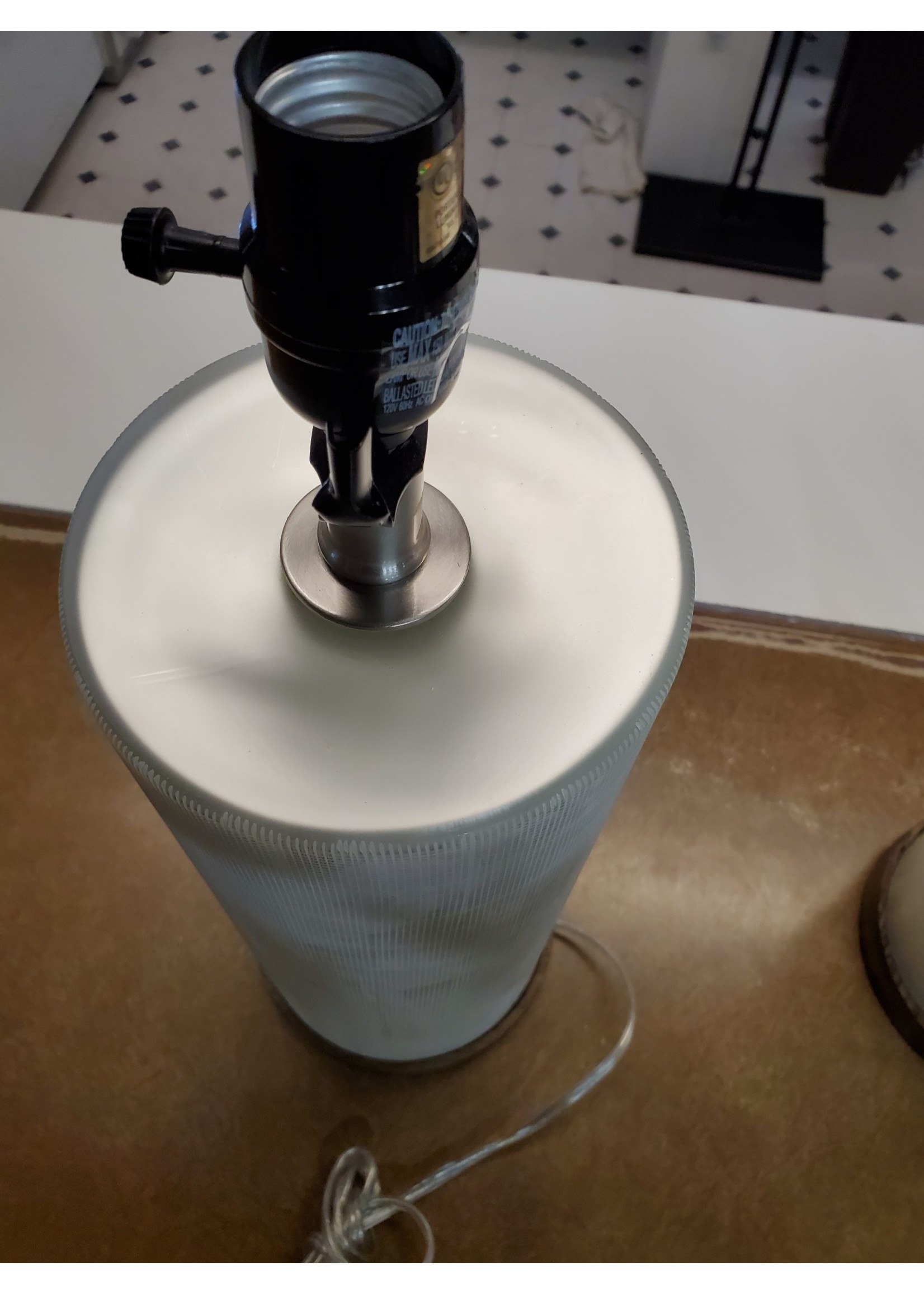 Glass Striped Lamp (Frosted Top) 19 inches
